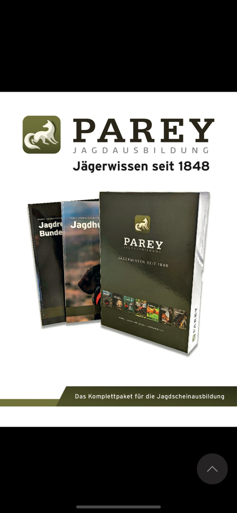 A collection of Parey hunting training magazines and educational materials for hunting license preparation.