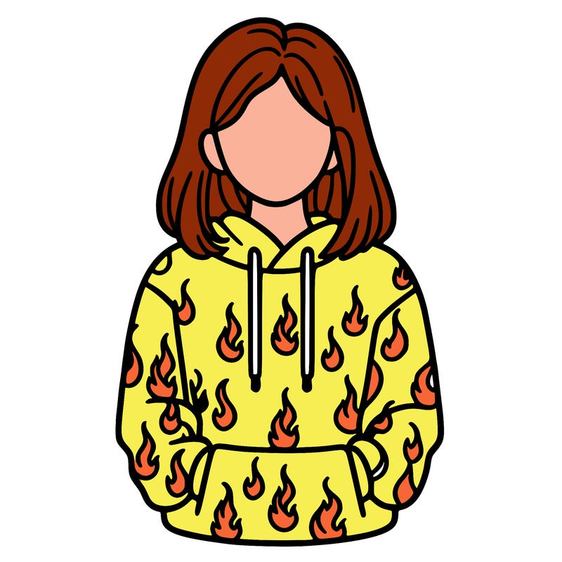 woman with fire hoodie