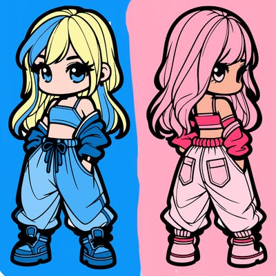 girl in crop top and baggy pants