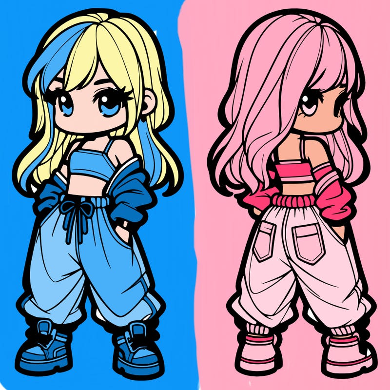 girl in crop top and baggy pants