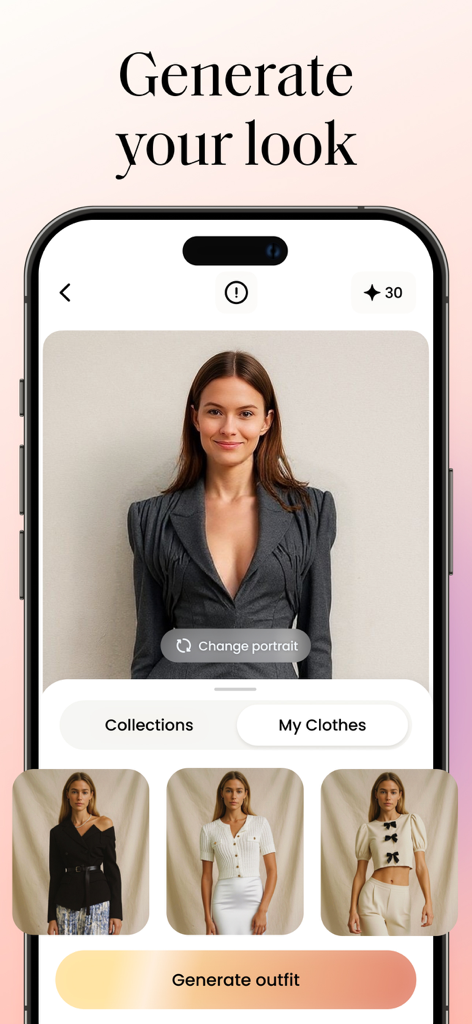 Virtual Try On: Outfit Planner - 衣料品コレクションからバーチャルコーディネートを生成および計画するためのAI搭載モバイルインターフェース。