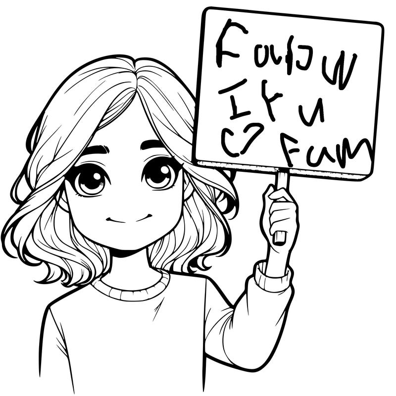 realistic girl holding up a sign