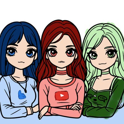 realistic girls group of 3