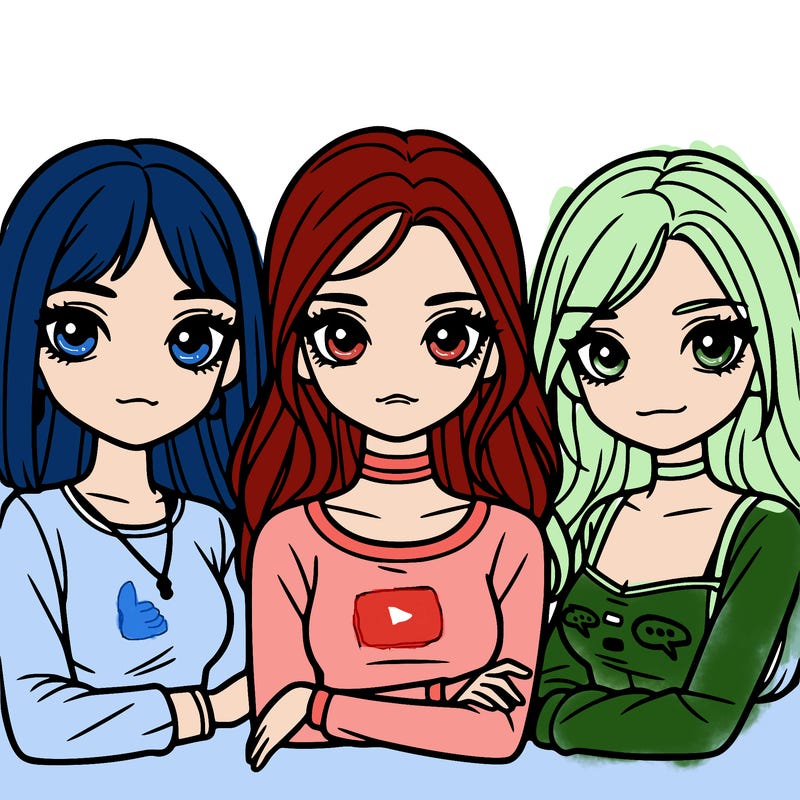 realistic girls group of 3