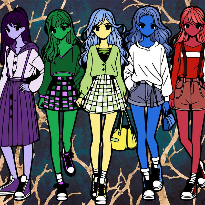 teen manga girls group of 5