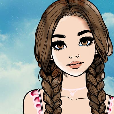 realistic girl with braids