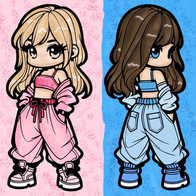 girl in crop top and baggy pants