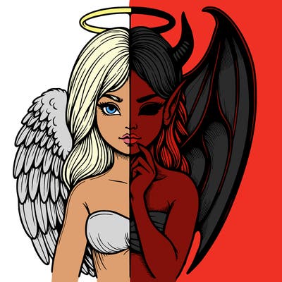 realistic angel half demon