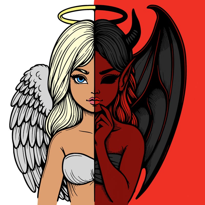 realistic angel half demon