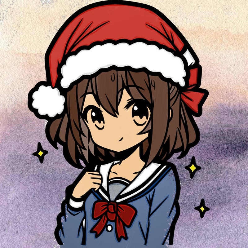 anime girl wearing a santa hat