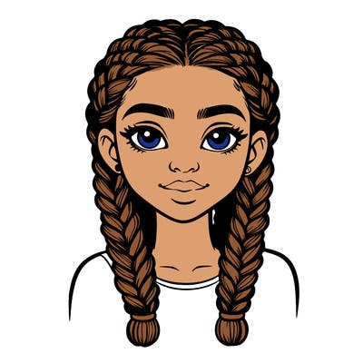 realistic girl with braids