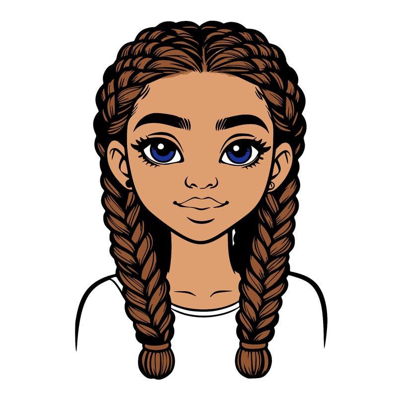 realistic girl with braids