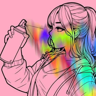 a realistic girl spray, painting