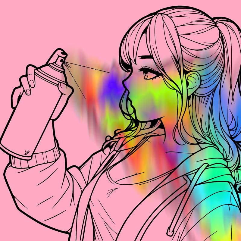 a realistic girl spray, painting