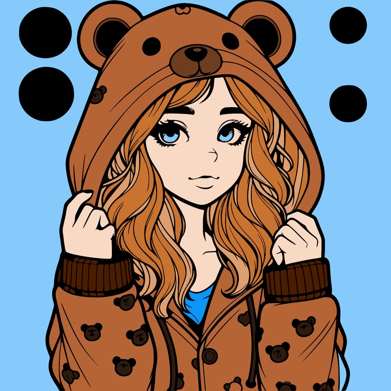 realistic girl in a animal pjs hoodie