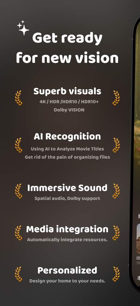 Forward* - Key features of the Forward app including 4K Dolby Vision AI movie recognition and spatial audio