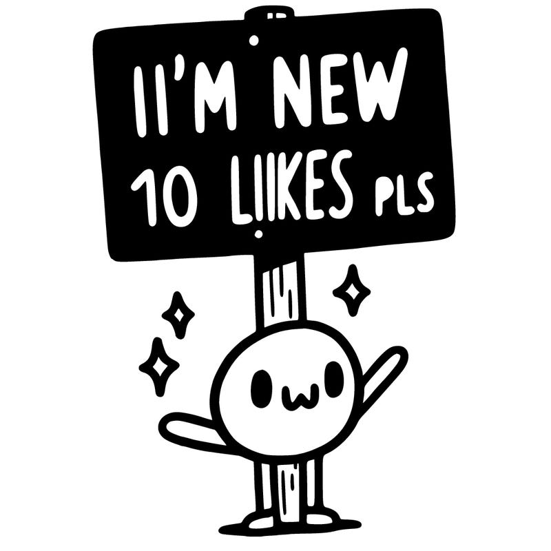 sign that says i’m new 10 likes pls