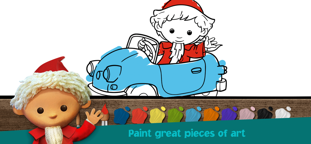 Unser Sandmännchen - Sandmännchen-Malvorlage mit einem Auto und Farbauswahl