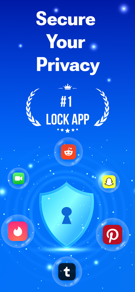 Interfaz de AppLock con un escudo digital protegiendo aplicaciones de redes sociales para garantizar la privacidad del usuario