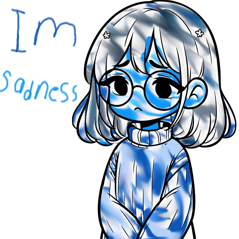 sad girl with glasses in a sweater