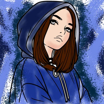 a realistic girl in a hoodie