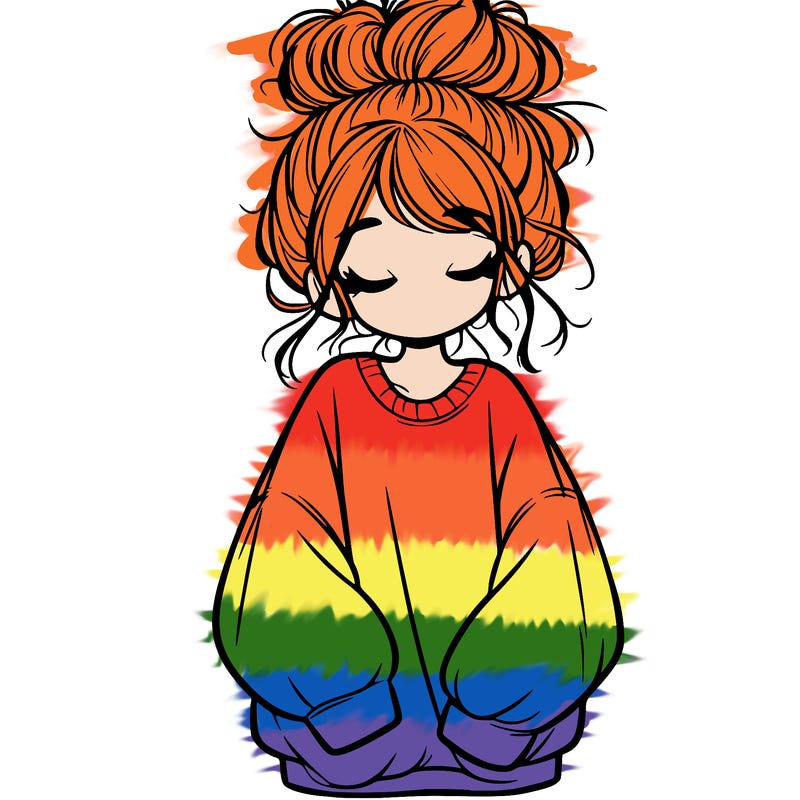 girl with baggy sweatshirt and messy bun