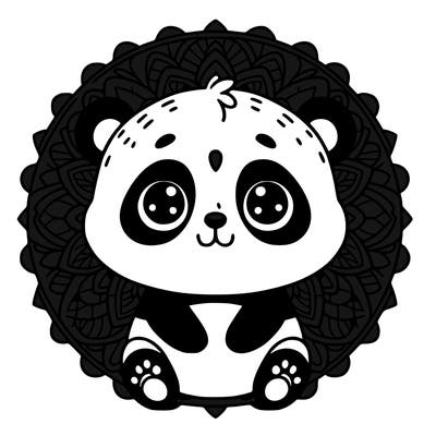 cute baby panda animal mandala