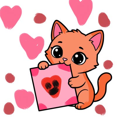 a small cat with a blank sheet of paper in its hand. the cat is sooooooo cute!