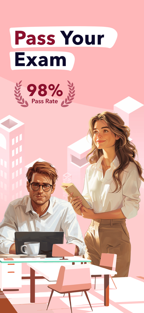 CISA Exam Prep 2026 - Two professionals in an office setting with a badge displaying a 98 percent pass rate for CISA exam prep