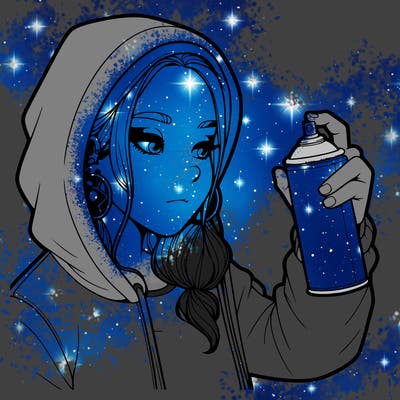 a realistic girl, spray painting