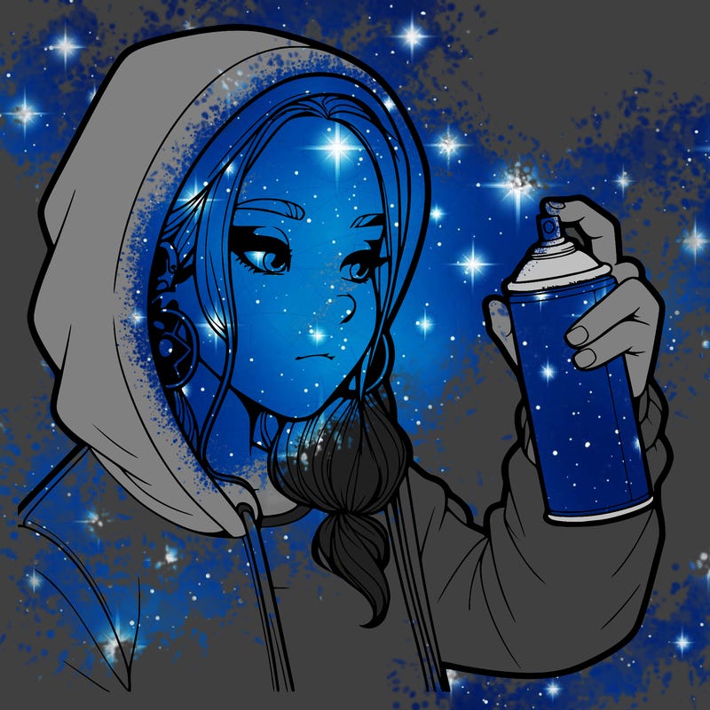 a realistic girl, spray painting