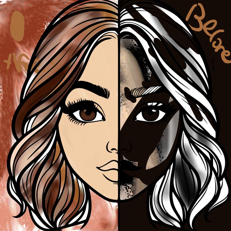 realistic girl split half