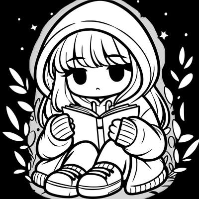 girl in oversized hoodie reading a book