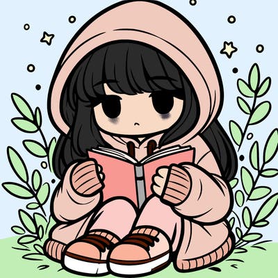 girl in oversized hoodie reading a book