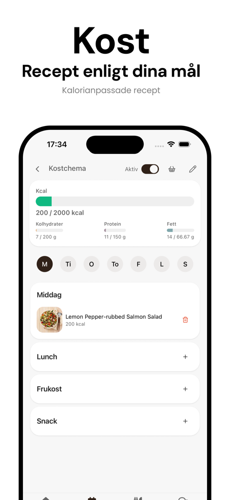 FuelFam - FuelFam app interface showing a daily meal plan with calorie and macronutrient tracking