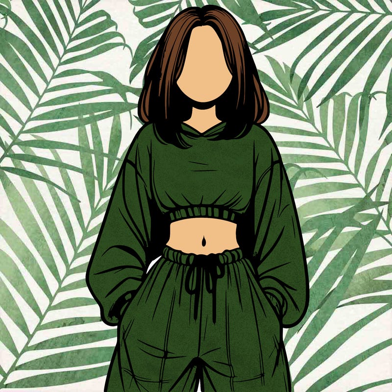 realistic girl faceless with baggy pants and a crop top