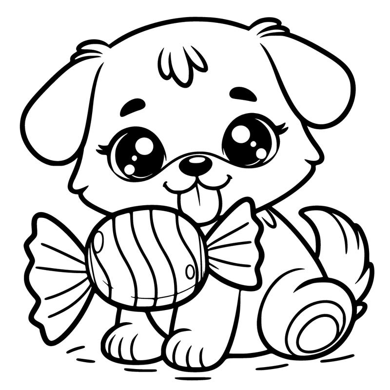 adorable dog eats candy