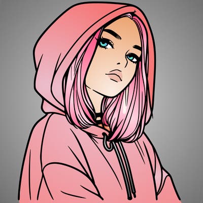 a realistic girl in a hoodie