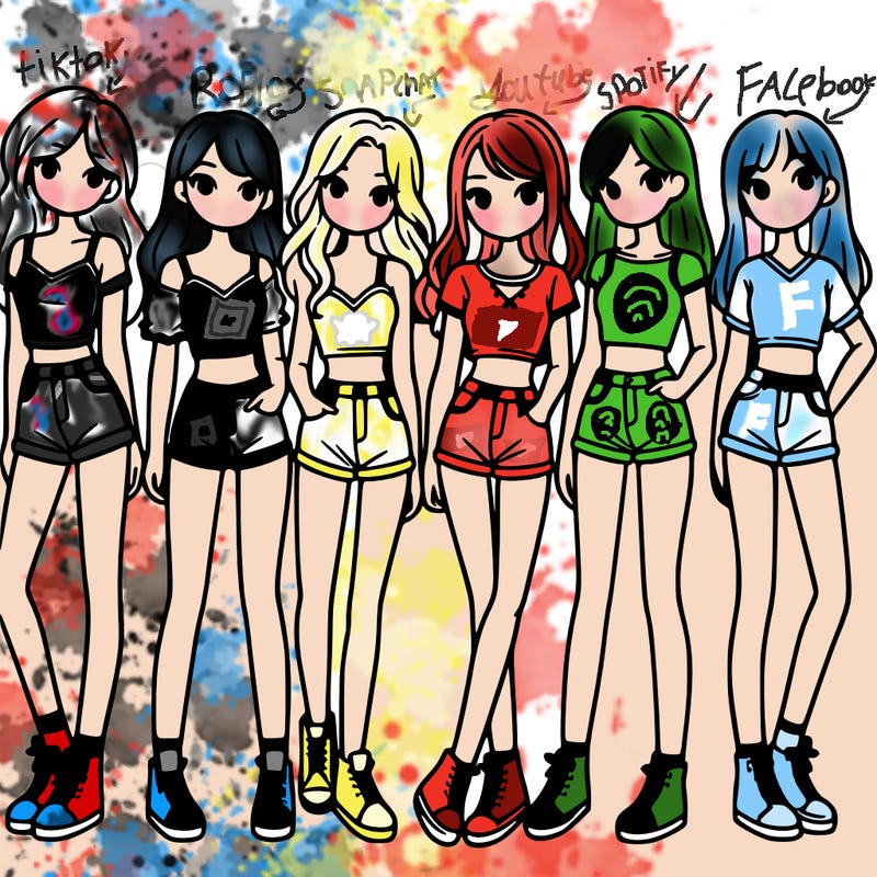 a group of girls wearing crop tops and shorts