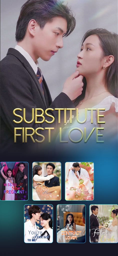 WhaleShort app interface displaying various micro-drama posters including Substitute First Love and Contract Lover.