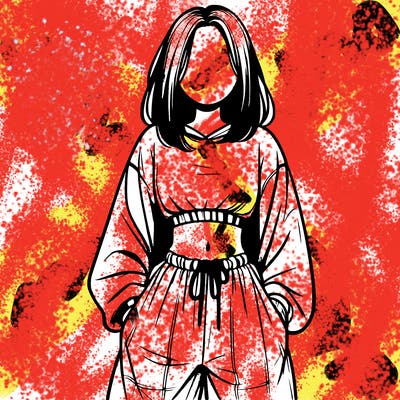 realistic girl faceless with baggy pants and a crop top