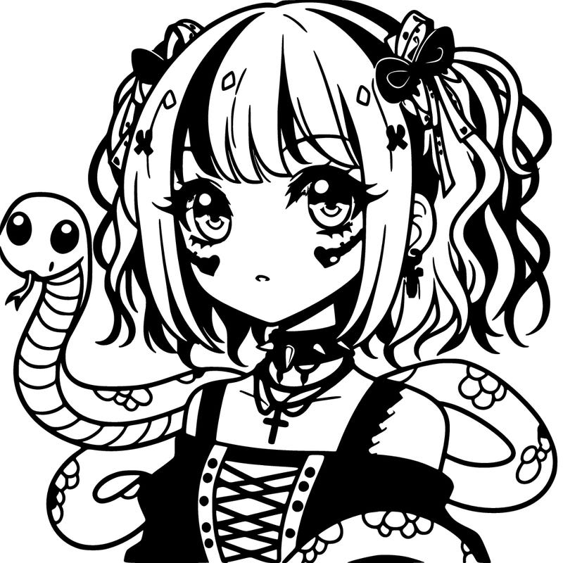 anime goth girl with snake