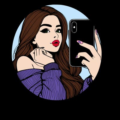 realistic girl taking mirror selfie beautiful