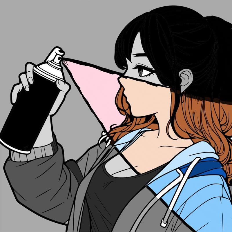 a realistic girl spray, painting