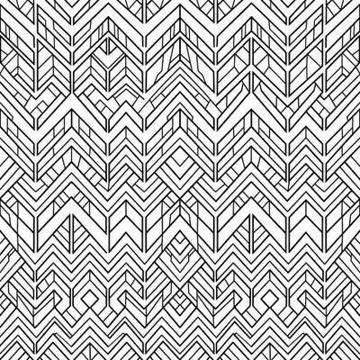 Explore a captivating world of repeating V-shaped and inverted V-shaped chevron geometric patterns designed to fill your coloring experience with dynamic energy. This intricate line art offers a rewarding challenge for colorists seeking detailed and engaging abstract designs.