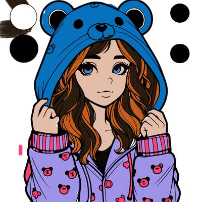 realistic girl in a animal pjs hoodie