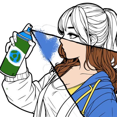 a realistic girl spray, painting