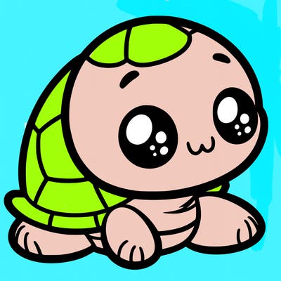cute little animated turtle