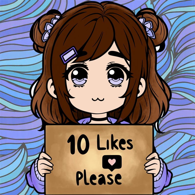 a girl with a sign saying 10 likes please