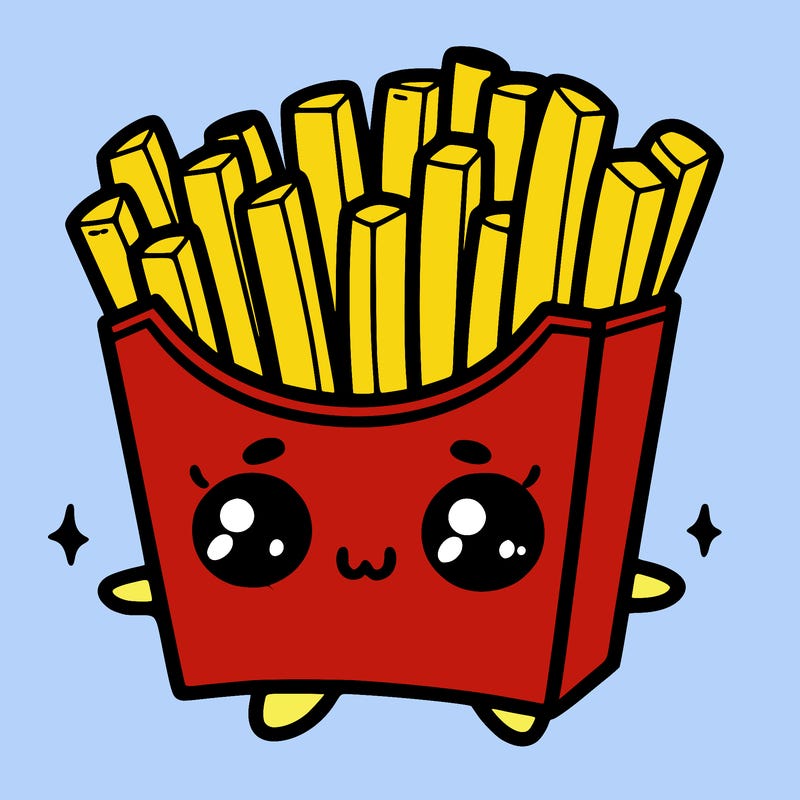 a cute. french fries